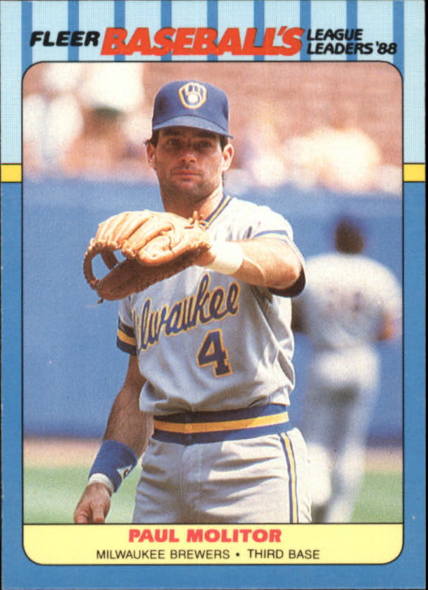 1988 Fleer League Leaders Baseball Cards       027      Paul Molitor